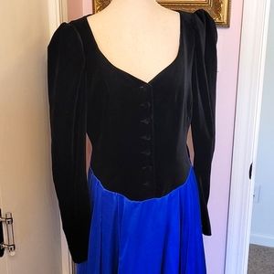 LAURA ASHLEY vintage black velvet corset gown